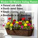 2 Pack 24 Inch Black Metal Manger Coconut Palm Flower Pots Wall Mounted Home Flower Pot Hanging Basket Flower Pot Hanging Basket for Gardening, Balcony, Garden and Patio