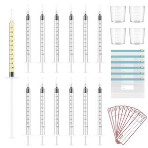60 Sets 1Ml Colostrum Collector Kit Include 60 1ml No Needle Sterile Syringes with Cap, 4 Measuring Cup, 6 Zip-Lock Storage Bags, 60 Labels for Breast Milk Collector
