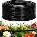 1/4" Drip Irrigation Tubing with 6" Emitter Spacing, (650 Ft Roll) Hydroponics Dripline with Built-in 0.5 GPH Dripper, Saving 80% Water, Drip Line for Greenhouses and Dense Planting Areas (Black)