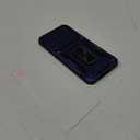 DEERLAMN Case for Samsung Galaxy S24 FE 6.7-Inch with Slide Camera Cover+Screen Protector(1 Pack), Rotated Ring Kickstand Military Grade Shockproof Protective Cover-Navy Blue
