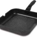 ESLITE LIFE 11 Inch Large Square Grill Pan, Induction Compatible Nonstick Steak Grill Pan with Detachable Handle, Versatile Skillet for Indoor Cooking, PTFE & PFOA Free, Black