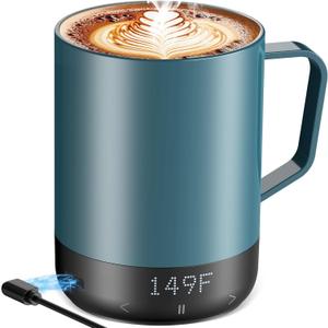 Magnetic Charging Cordless Self Heating Coffee Mug for Dad, Fast Heating & High Temperature 14Oz Smart Coffee Cup Warmer, 120 Mins-Hot Up to 149 Smart Mug Warmer, for Men (No APP)