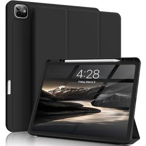 for iPad Pro 13 inch Case (M5/M4) 2025/2024, Slim Protective Cover with Pencil Holder, Soft TPU Back Cover, Trifold Stand, Auto Wake/Sleep, A2925 A2926 A3007 A3362 A3359 (Black)