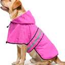 Waterproof Dog Raincoats - Hooded Raincoats for Dogs, Adjustable Reflective Dog Rain Coat, Windproof Dog Rain Jacket Pet Rain Slicker Poncho for Small, Medium, Large Dogs (X-Large, Pink)