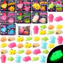 JOYIN 36 Packs Valentines Day Gift Cards with Glow in Dark Mochi Squishy Toys, 9 Designs Stress Relief Fidget Toys, Glowing Squeeze Toy for Kids Valentine's Party Favors and Classroom Exchange