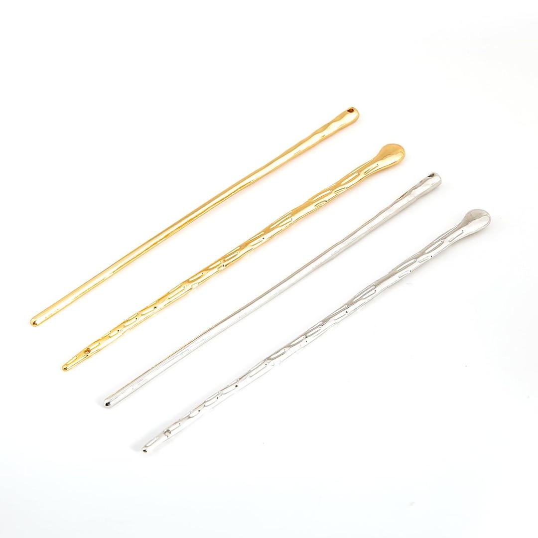Metal Vintage Hair Sticks & Pins - Decorative Minimalist Bun Holders for Thick Hair, Women & Girls