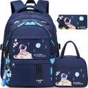 Backpack for Boys - Boy Backpack Schoolbag for Boys Kids Children Teens Girls Elementary Middle School Bags, Waterproof Lightweight Kids Bookbag Backpacks Casual Daypack with Lunch Bag Set (Blue)