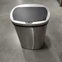 BestOffice | 13 Gallon Trash Can with Lid | Automatic Touchless Garbage Can | Odor Control | Modern Oval Design | Easy to Clean | Stainless Steel | Fits Any Kitchen, Bathroom, Office or Home