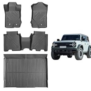 EnergyyWing All-Weather Car Floor Mats for Ford Bronco 4 Door 2021-2025 Custom Fit Floor Liners Full Set (Front, Rear, Cargo) Easy to Clean Ford Bronco Accessories (Not for Sport/2-Door)