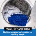 Ultra Plush Microfiber Car Wash Mitt - Scratch-Free, Lint-Free, Extra Absorbent, Machine Washable - Detailing Chenille Cleaning Mitt Perfect for Cars, Trucks, Motorcycles, and Household Surfaces (2 Pack, Blue)