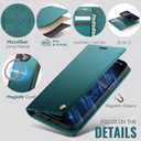 Wallet Case for iPhone 15 Pro Max Compatible with Magsafe, 2-in-1 PU Leather Flip RFID Blocking Card Holder Stand Shockproof Magnetic Detachable Cover for iPhone 15 Pro Max 6.7", Bluegreen
