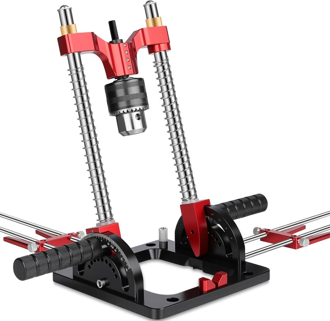Upgraded Drill Guide, Max Portable Drill Guide, Multi Angle Drill Guide for Straight Holes, Self-Centering Pins, Adjustable Angle from 0 to 60, Chuck Clamping Range for 1/16-1/2" (1.5-13mm)