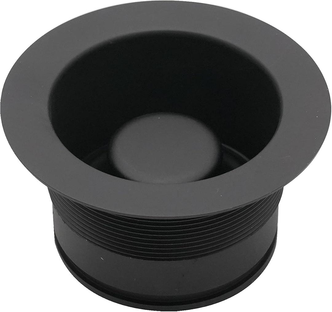 Westbrass D2105-62 3-1/2" EZ-Mount Brass Kitchen Sink Waste Disposal Drain Flange and Stopper, Matte Black