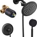 HUCKLE Shower Faucet Set, 8 Inch Round High Pressure Rain Shower Head and Handheld Sprayer, Filtered Bathroom Set Included Valve Trim Kit, Matte Black
