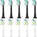 Replacement Toothbrush Heads Compatible with Philips Sonicare Gentle & Effective Electric Tooth Brush Refill for Plaque Control, 10 Pack (Black/White)