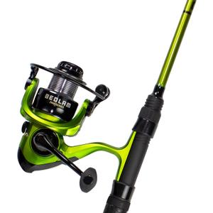 Lunkerhunt Fishing Rod and Reel Combo 6 Feet, 8 Inches | Spinning Reel Right and Left | Bedlam Fishing Rod Combo | Premium Medium Power Fishing Pole with High Strength Carbon Body | Non-Slip Grip
