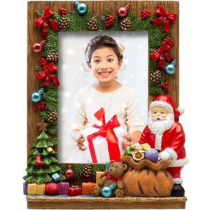 4x6 Light Up Christmas Resin Picture Frame with Santa