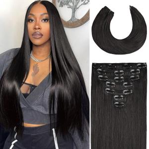 Clip in Hair Extensions Real Human Hair 14 Inch 90g 7pcs Invisible Seamless Real Hair Clip In Hairpiece, Double Layer Woven Real Hair, Specially Designed for Women, 1B Natural Black