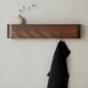Kazai. Wall-Mounted Coat Rack 'Toke' - Modern Design Coat Rack with Hidden Wall Hooks - Solid Wood Veneer Panel Coat Hanger - Oak, Dark