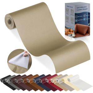 YAFLC Leather Repair Patch for Furniture, 4" x 63" Self Adhesive Leather Repair Kit Vinyl Repair Tape for Car Seat Sofa Jackets Couches Chair Medium Beige