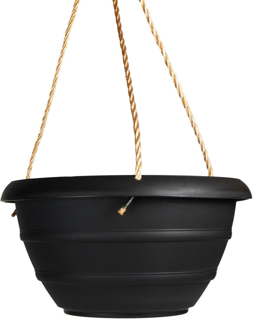 The HC Companies 12 Inch Marina Hanging Basket, Black