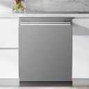 Stainless Steel Brushed Pattern Dishwasher Magnet Cover Panel Decal Home Appliance Art, Stainless Steel Fridge Door Cover Decals Magnetic, Grey, Mobile Magnetic 23" x 26"