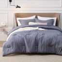 Bedsure King Size Comforter Set - Denim Grey King Comforter Set, Soft Bedding for All Seasons, Cationic Dyed Bedding Set, 3 Pieces, 1 Comforter (104"x90") and 2 Pillow Shams (20"x36"+2") (23 - Denim Grey)