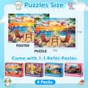 100 Piece Puzzle World Famous Landscapes Jigsaw Puzzles Large Piece Puzzles for Adult Seniors Kids Puzzles for Kids Ages 4-6 6-8 Learning Educational Toys Gifts for Girls Boys 4 Packs