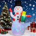 5FT Christmas Inflatables Snowman Blow Ups Christmas Decorations Outdoor with Colorful LED Lights for Indoor Outdoor Garden Yard Holiday Xmas Party