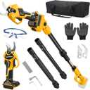 Cordless Pruning Shears with Pole for Dewalt 20V Battery, Brushless Pruner with 1.2" Cutting Diameter, Up to 13FT MAX Reach, LCD Display, for Gardening Tree Pruning (NO Battery)