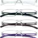 LifeArt 2/4 Pairs Reading Glasses, Blue Light Blocking Glasses, Computer Glasses for Men and Women, Rectangle Eyewear Frame (4color)