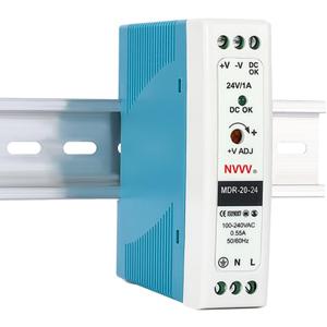 MDR-20-24 AC to DC DIN-Rail Power Supply, 24V, 1 Amp, 24W, 1.5"