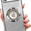Misscase for iPhone Air Magnetic Glitter Case Compatible with MagSafe,Full Protection Slim Shockproof Case with Camera Lens Protector Plating Bling Cover Case for iPhone 17 Air 6.5" Silver