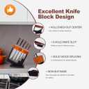 5 Piece Kitchen Knife Set with Block - High Carbon Stainless Steel Sharp Blade Chef Knives Sets with Ergonomic Wood Handle, Kitchen Knife Block Set for Home Cooking -5 (Ripple Texture)