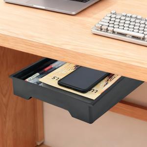 Upgraded Super Capacity 11.85 "x 8.9" Under Desk Drawer Hidden Strorage Drawer Self-Adhesive Slide Out with Smooth Gliding Motion - Attachable & Space-Saving Under Desk Organizer with Screw Kit, Black