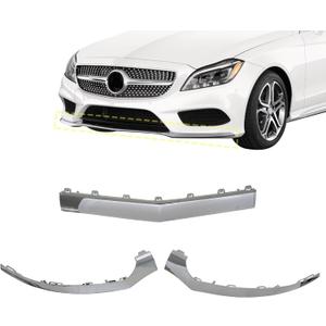 XQSMWF 3Pcs Front Bumper Lip Moulding Trim Chrome Compatible with Mercedes Benz W218 CLS400 500 550 2015-2018, Replace 2188851774 2188851574 2188851674