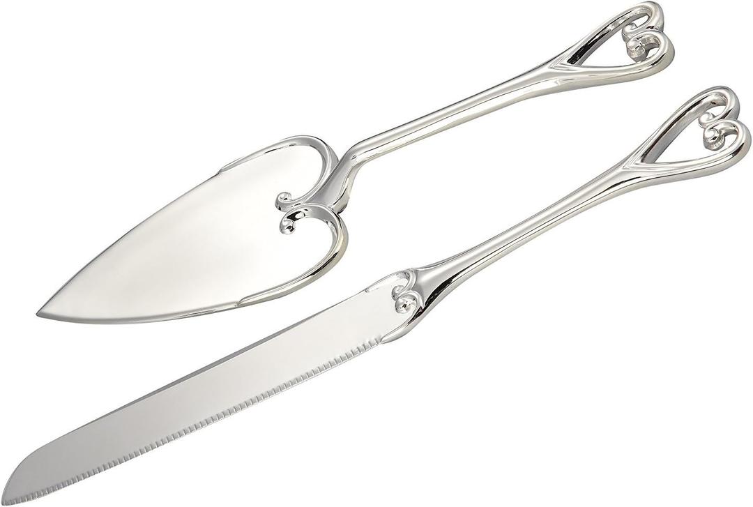 Heart Handle Cake Knife and Server Set - Perfect for Weddings, Anniversaries, and Celebrations
