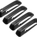 X AUTOHAUX 8pcs ABS Exterior Side Door Handle Cover Trim for Ram 1500 2500 3500 2010-2018 Black Carbon Fiber Pattern Outer Door Handle Cover Decoration