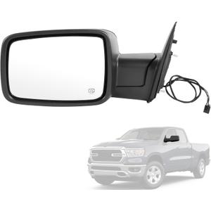 Door Mirror Left Driver Side Replacement For Ram 1500 2014-2018 Ram 2500 2013-2018, Replace 68462819AA, Black 6PINS