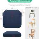 Helios&Hestia Indoor Dining Chair Cushions with Ties for Kitchen, Outdoor Seat Pads with Removable Cover, Non-Slip Bottom, Waterproof, High-Resilient Foam, 17" x 16" x 2", Set of 6, Navy Blue