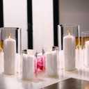 PHOSPHOR Hurricane Candle HoldersFor Pillar Candle Clear Glass Cylinder Centerpieces Vases Table Decoration Centerpiece Floral Room Decor Clear Seeded Bubbles Living Dining Kitchen 6 Pieces