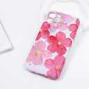 Compact for iPhone 12 Pro Case Floral Flowers Oil Painting Phone Case, Cute Trendy Soft Slim Shockproof Protective Cover Designed for Women Girls Aesthetic, Pink