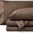 Bare Home Queen Sheet Set - Luxury 1800 Ultra-Soft Microfiber Double Brushed - Deep Pockets - Easy Fit - 4 Piece Set - Bedding Sheets & Pillowcases (Queen, Heathered Taupe)