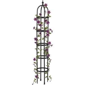 Evergren Garden Metal Obelisk Trellis for Climbing Plants | Indoor/Outdoor Floral Pattern Arch Trellis for Potted Plants (5 ft Black)