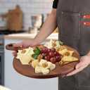 Acacia Wood Round Cutting Board with Handle Wooden Charcuterie Board Wood Pizza Peel, Decorative Serving Board and Platter for Cheese, Bread, Fruits, Vegetables, Kitchen Chopping, Food Prep16.3" x 12"