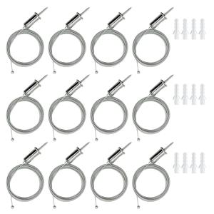 12 Sets Hexagon Garage Light Suspension Cables Kit Steel Hanging Chains 6.5ft, Hex Honeycomb Light Connectors Pendant Light Wire Rope Cable Heavy Duty Chandelier Wire Adjustable (2m 12pcs)