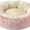 Calming Donut Pet Bed, Pink 23.6in for Cats Small Medium Dogs