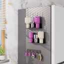 Magnetic Cup Holder for Stanley 40 & 30 oz Tumbler Organizer with 6 Slots and Hanging Hooks, Magnetic Fridge Water Bottle Organizer for Tumblers, Cups and Bottles  3-Pack Black