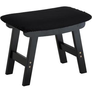 Foot Stool Ottoman Foot Rest Under Desk,Small Stool for Living Room, Bedroom and Kitchen (Black Legs - Black Stool Surface), 9.8"D x 15.3"W x 11.8"H