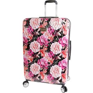 BEBE Women's Luggage Marie 29" Hardside Check in Spinner, Telescoping Handles, Black Floral Print, One Size